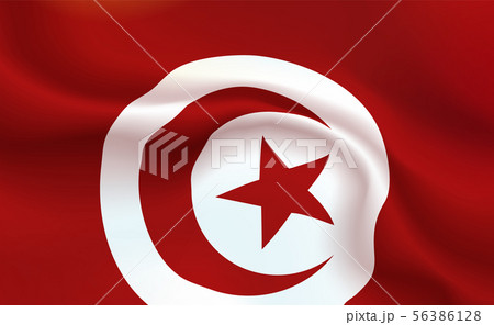 Background Tunisian Flag in folds 56386128