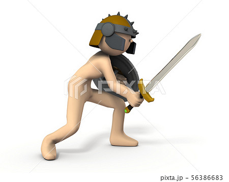 剣と盾を構える戦士のイラスト レンダリング のイラスト素材 56386683 Pixta