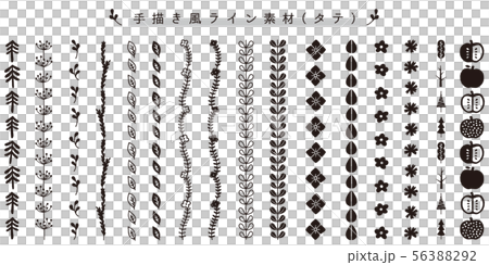 手描き風の飾り罫のセット タテ のイラスト素材 5632