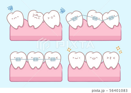 cartoon tooth with dental care 56401083