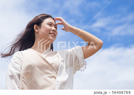 Girl teen with good healthy skin UV protection 56406769