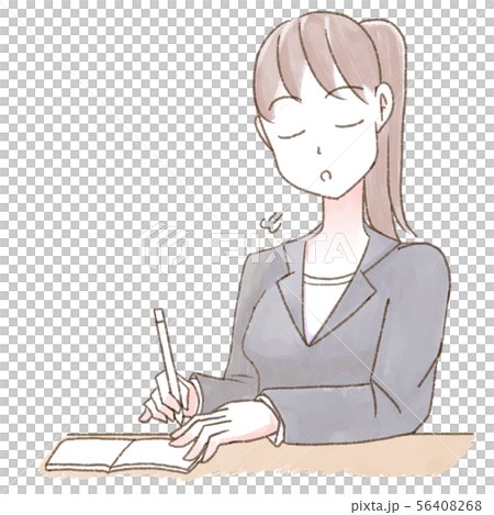 Watercolor person desk work woman relieved 56408268