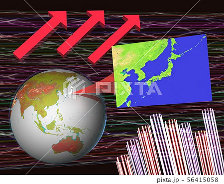 地球　クローズアップ日本　経済　矢印 56415058