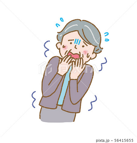 おびえる シニア 女性 認知症 症状 イラストのイラスト素材 おびえる シニア 女性 認知症 症状 イラストのイラスト素材