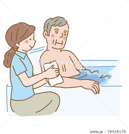お風呂 介助 介護士 ヘルパー イラストのイラスト素材