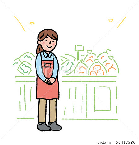 スーパーの店員　女性　イラスト 56417536