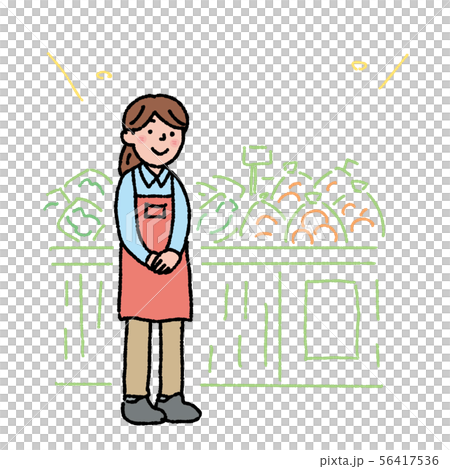 スーパーの店員　女性　イラスト 56417536