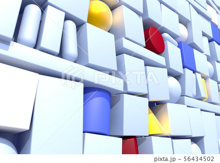 Abstract background with wall of multiple 3d shapes. 3D illustration Abstract background with wall of multiple 3d shapes. 3D illustration 56434502