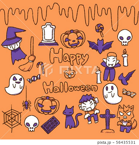 手描き風 ハロウィン つめ合わせ 56435531