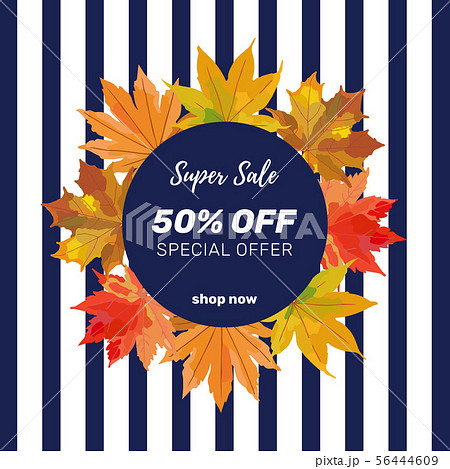 Autumn sale banner template. Colorful fall leaves 56444609