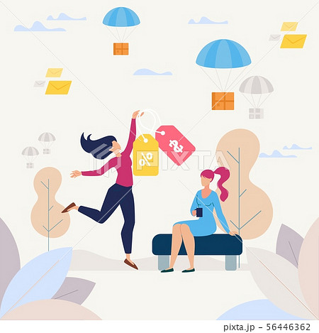 Happy Shopping on Shop Sale Flat Vector Concept 56446362