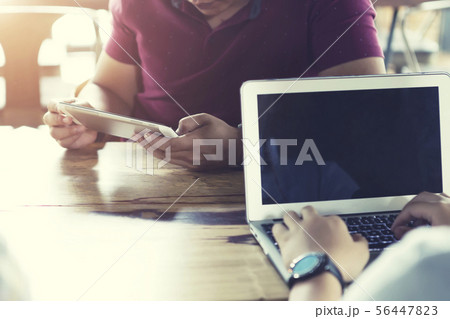 Business and technology concept. Closeup of people Business and technology concept. Closeup of people 56447823