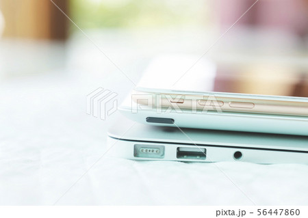 Stacked of digital devices, laptop, tablet and 56447860