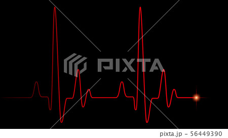 Heart pulse red line on black 56449390