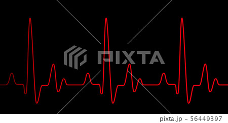 Heart pulse graphic red line on black 56449397