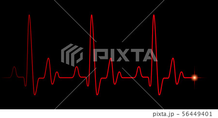 Heart pulse red graphic line on black 56449401