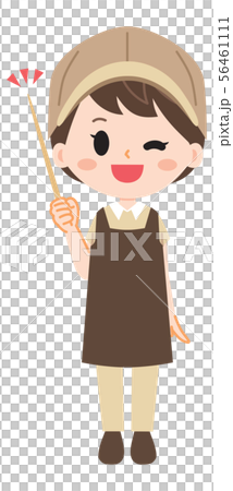 教えるパン屋の女性イラストのイラスト素材
