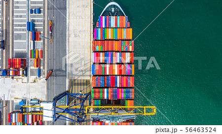 Container ship loading and unloading in deep sea 56463524