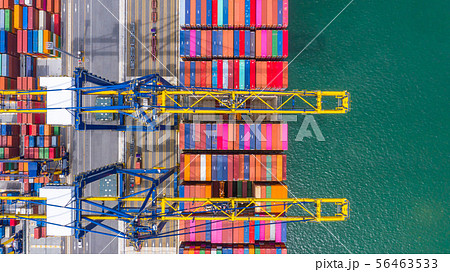Container ship loading and unloading in deep sea 56463533