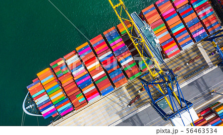 Container ship loading and unloading in deep sea 56463534