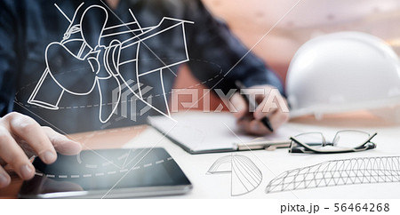 Young blurred sub-designer sitting in the office 56464268