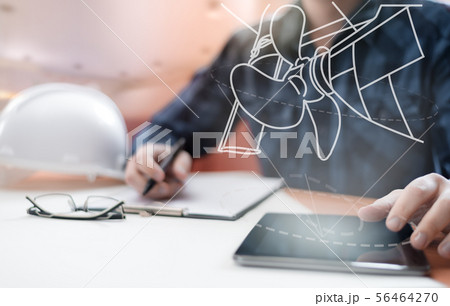 Young blurred sub-designer sitting in the office 56464270