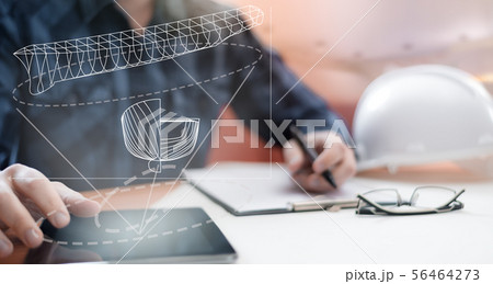 Young blurred sub-designer sitting in the office 56464273