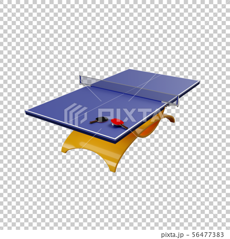 3d 卓球台 ラケット ボール 透過背景のイラスト素材
