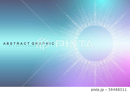 Expansion of life. Colorful explosion background with connected line and dots, wave flow Expansion of life. Colorful explosion background with connected line and dots, wave flow 56488311