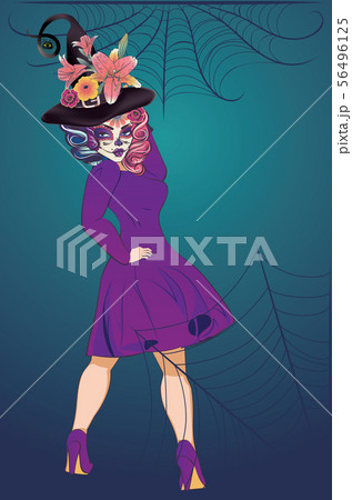 Sugar skull witch woman 56496125