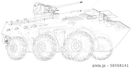 Military machine technical wire-frame. EPS10 format. Vector created of 3d 56508141