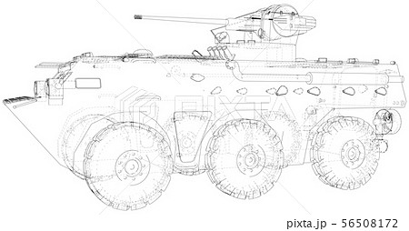 Armored vehicle technical wire-frame. Vector rendering of 3d 56508172