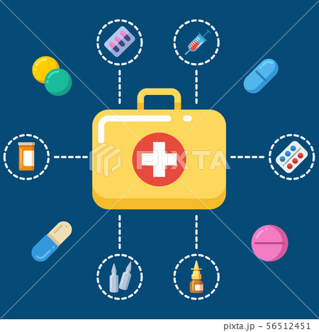 First aid kit concept - medicine icons set 56512451