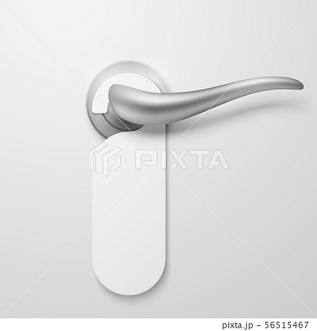 Hotel door handle with white blank plastic hanger vector illustration 56515467