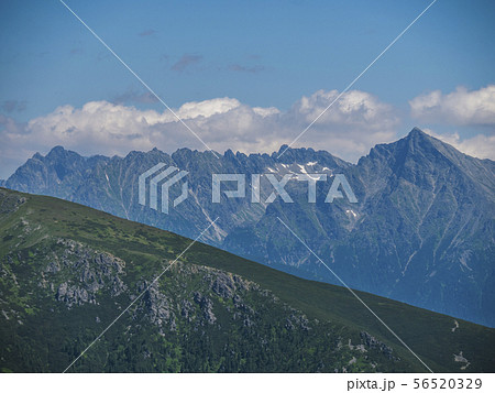 Mountain landscape of Western Tatra mountains or Rohace with view on high tatras with Krivan peak Mountain landscape of Western Tatra mountains or Rohace with view on high tatras with Krivan peak 56520329