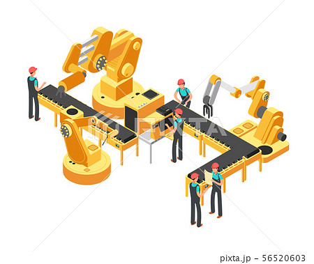 Conveyor production line automotive industry and automation control isometric vector concept 56520603
