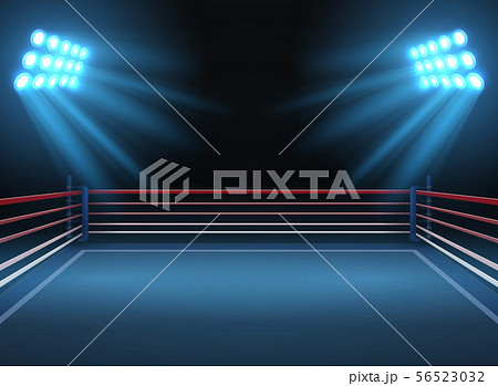 Empty wrestling sport arena. Boxing ring dramatic sports vector background 56523032