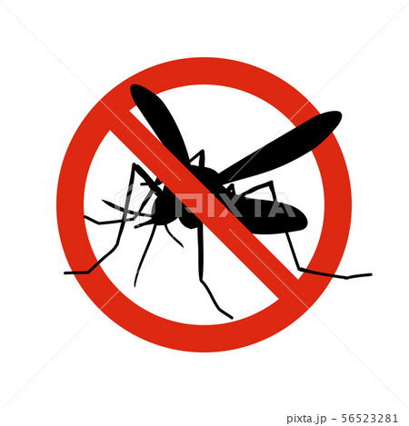 Mosquito warning prohibited sign. Anti mosquitoes, insect control vector symbol Mosquito warning prohibited sign. Anti mosquitoes, insect control vector symbol 56523281