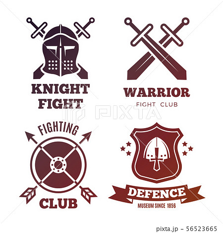 Vintage medieval warrior emblems isolated on white background Vintage medieval warrior emblems isolated on white background 56523665