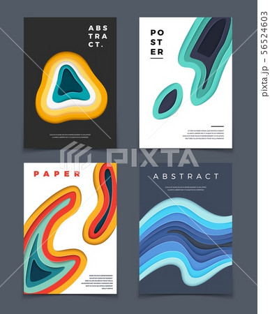 Modern abstract background with paper cut color shapes. Papercut 3d layers cover vector design Modern abstract background with paper cut color shapes. Papercut 3d layers cover vector design 56524603