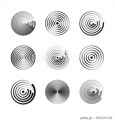 Concentric circles abstract geometric vector patterns. Circular shapes and round waves. Rings with Concentric circles abstract geometric vector patterns. Circular shapes and round waves. Rings with 56524720