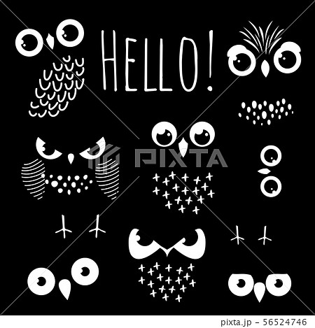 Hello with cartoon owl eyes Hello with cartoon owl eyes 56524746