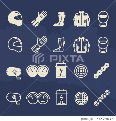 Line and outline auto parts and motorbike accessorises icons 56529637