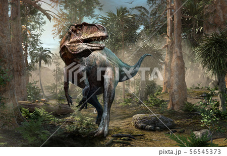 Acrocanthosaurus forest scene 3D illustration 56545373