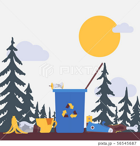 Waste, garbage concept banner vector illustration. Littering waste that disposed improperly around 56545687