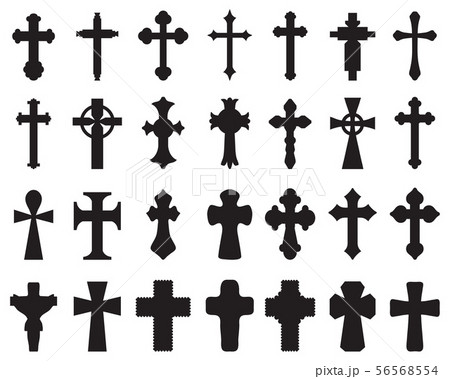 Big set of black silhouettes of different crossesv 56568554