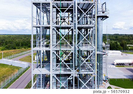 Close up of metal construction on Oil and gas industrial, Oil refinery plant form industry, Refinery 56570932