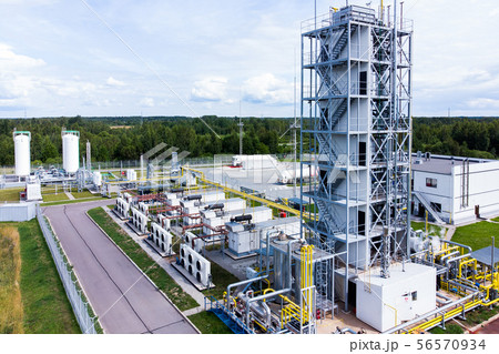 Close up of metal construction on Oil and gas industrial, Oil refinery plant form industry, Refinery 56570934