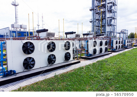 Fan cooling system at the gas station. Fan cooling system at the gas station. 56570950