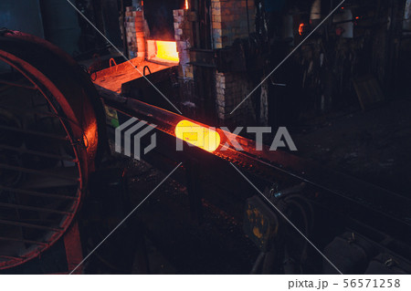 The process of forging metal in the production of heavy molded metal products. Blacksmithing The process of forging metal in the production of heavy molded metal products. Blacksmithing 56571258